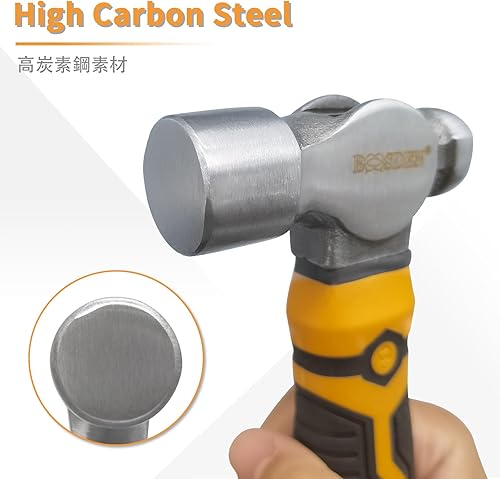 Miniatura 3 de BOOSDEN Martillo de bola pequeño, 15 onzas, rechoncho, cabeza de acero de grano fino forjado, agarres de goma antideslizantes, martillo de joyería