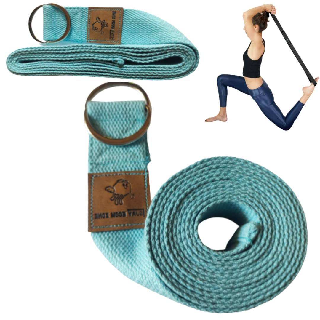 Gjay Ecom Zone 8 Feet Length Cotton Yoga Strap/Yoga Belt Stretch Bands with Extra Safe Adjustable D-Ring Buckle,Durable and Comfy Best for Daily Stretching,Physical Therapy,Fitness (Aqua Blue) (B0BY8MS7Y5) Amazon Price History, Amazon Price Tracker