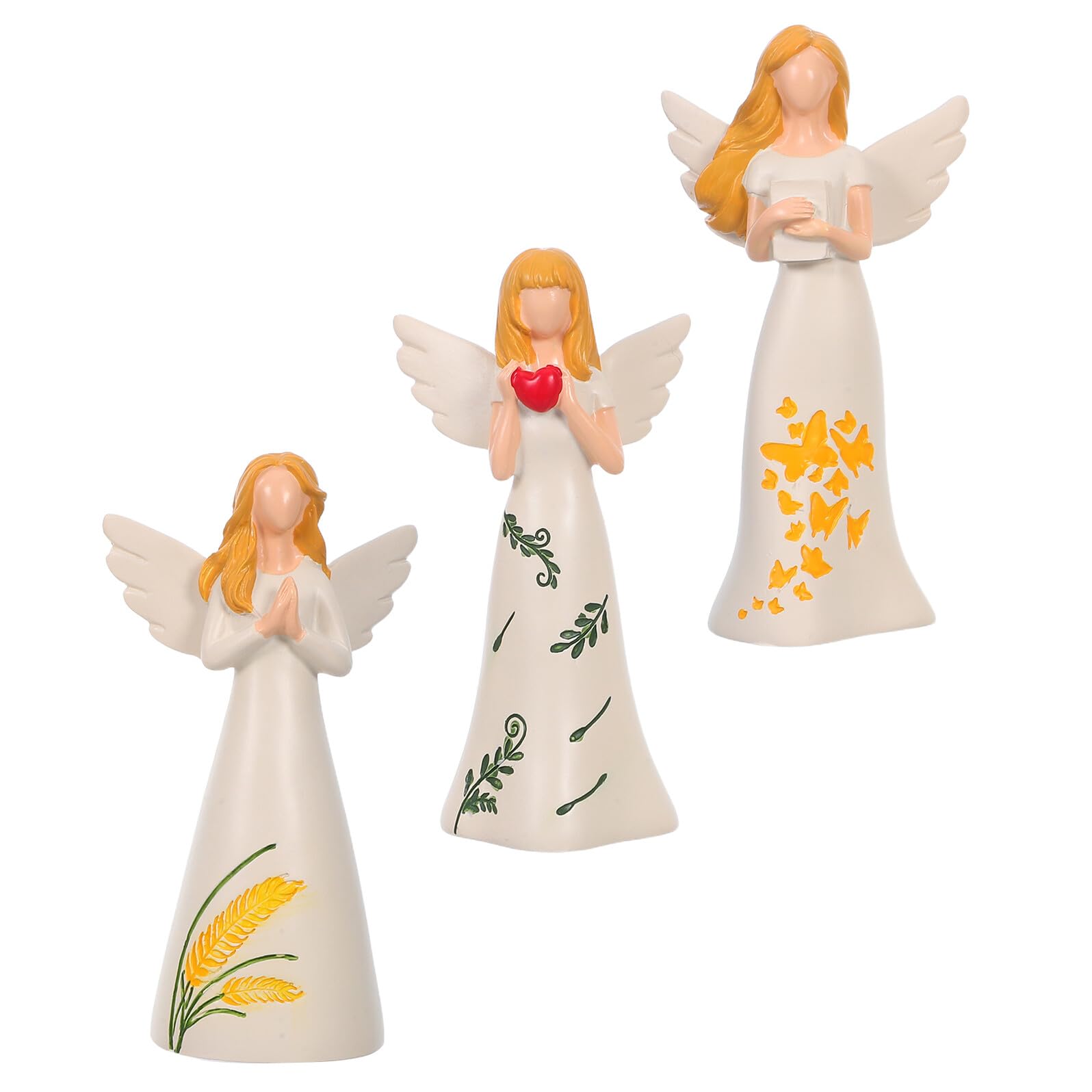 Figurines ange gardien en résine beige Gatuida pour décoration de Noël intérieure, lot de 3