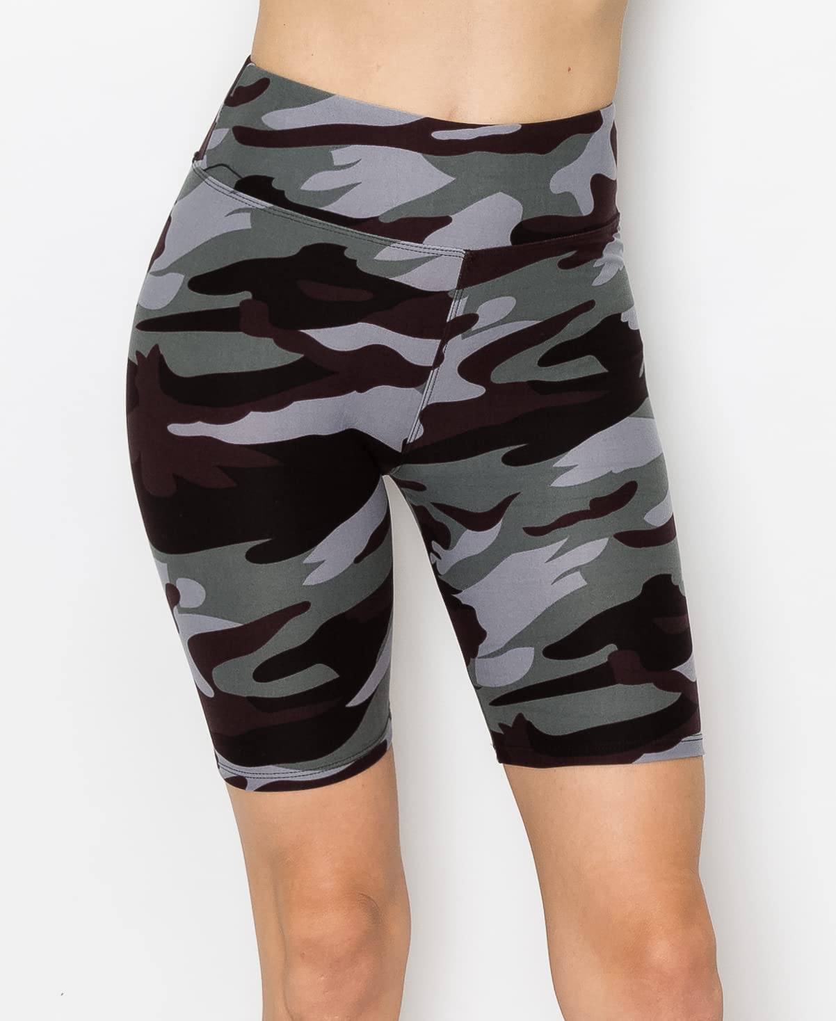 Pantalones cortos de ciclismo de cintura alta para mujer, pantalones de yoga para entrenamiento atlético, control de barriga, elásticos, para correr - Gris - Talla única