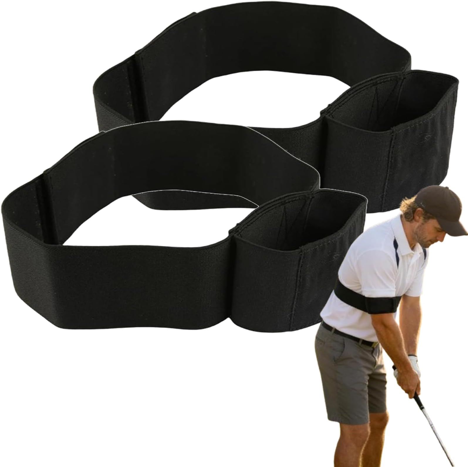 TRS Slider Golf Swing Training Aid (2-Pack) - Adjustable Golf Arm Connection Band for Correcting Posture & Stability - Premium Elastic Swing Trainer Set for Beginners & Pro Golfers