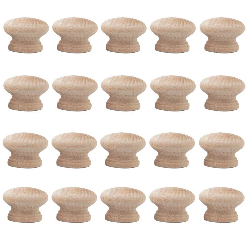 Fbshop(Tm) Diameter:44mm 20Pcs 44Mm Round Shape Natural Wooden Cabinet Knobs Drawer Cupboard Wardrobe Door Hardware Pull Handle Knobs, Including Mounting Screws