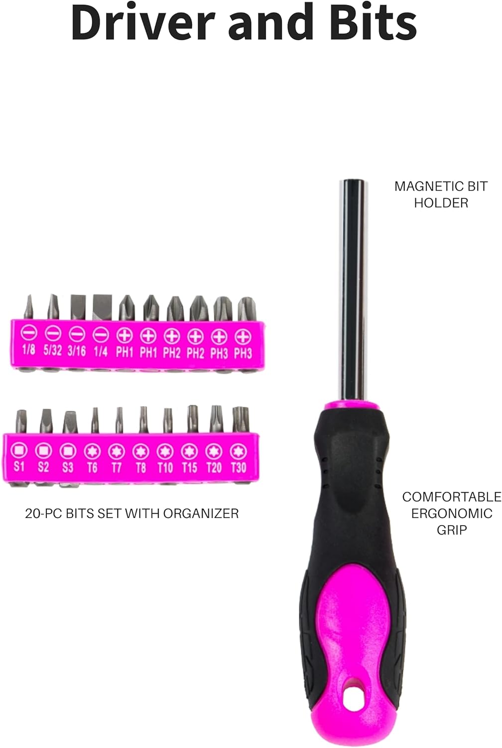 The Original Pink Box PB40TBK 40 Piece Tool Set and Bag, Pink