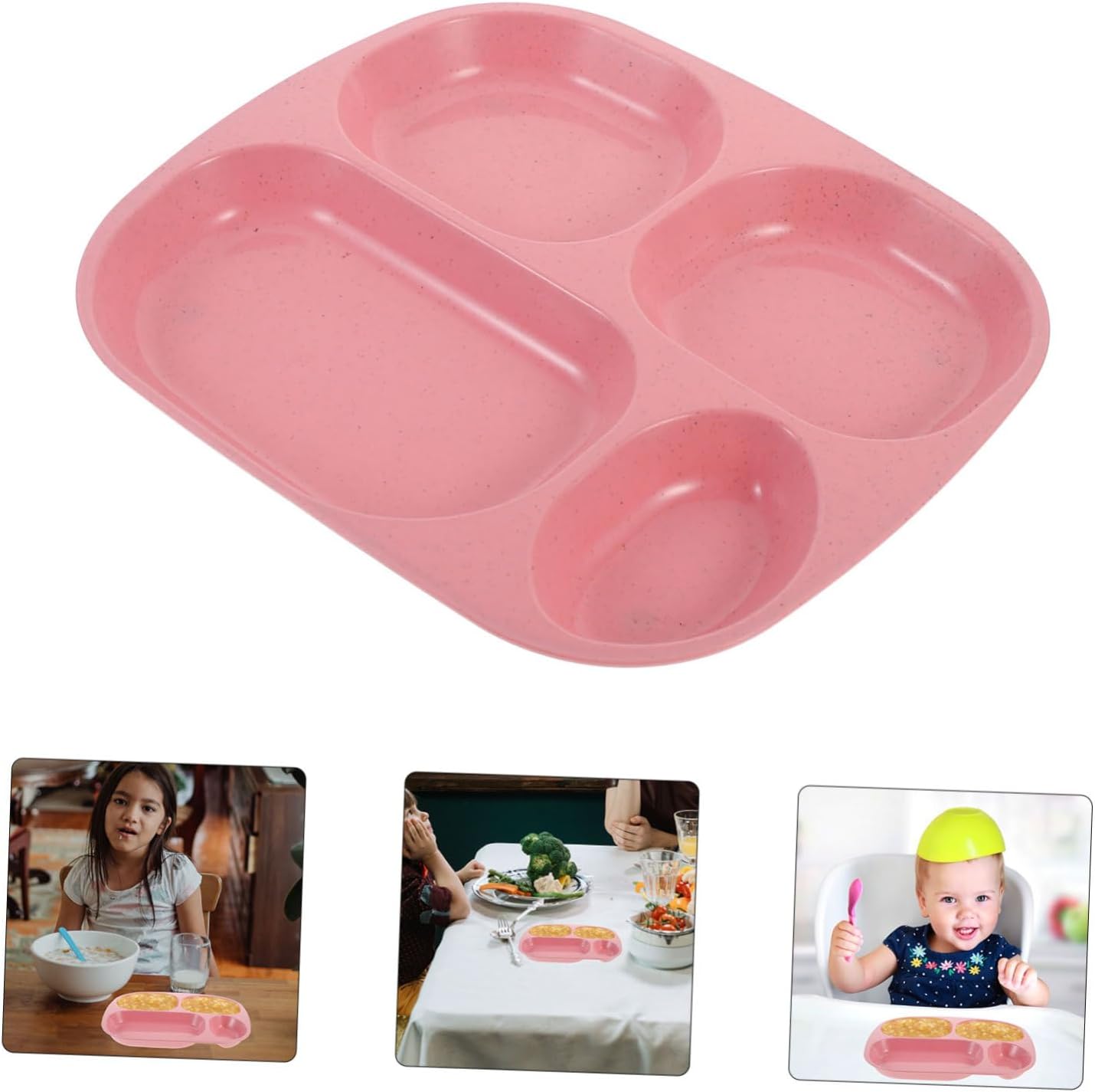 Unbreakable Wheat Straw Divided Food Plate with Compartments for Balanced Meals Lightweight Dinnerware Tray for Camping Picnic School and Home Use