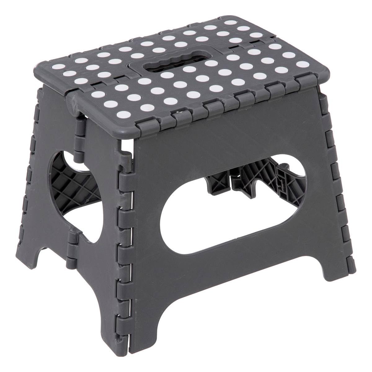 5five - Marchepied Pliable Plastique Gris 1 Marche 27cm Verrouillage de Sécurité Rangement Facile Revêtement Anti-​dérapant Charge Max 110kg