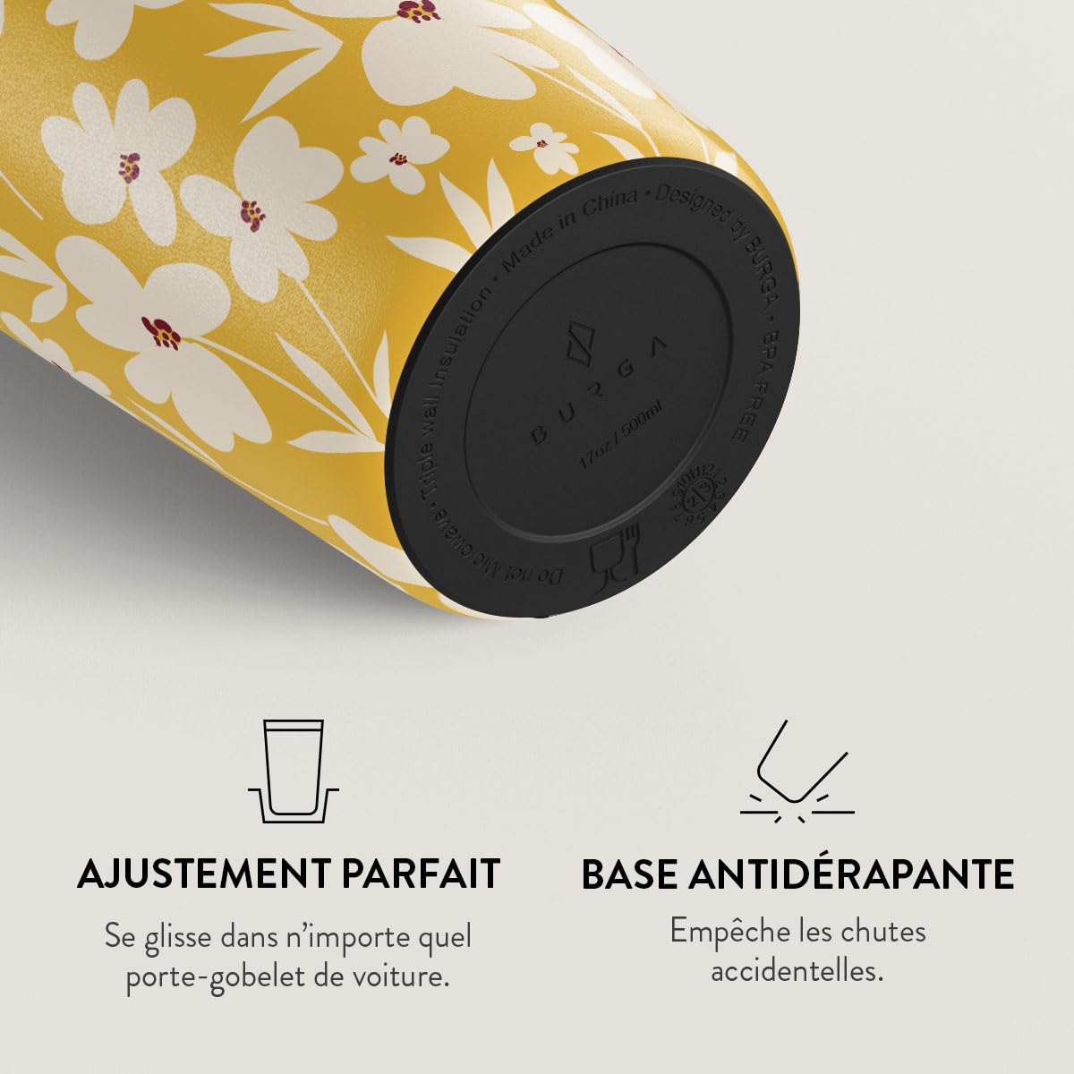 BURGA Gobelet de Voyage 700 ml – Gobelet Isotherme en Acier Inoxydable, garde les boissons chaudes 6 h et froides 24 h, couvercle rabattable étanche, compatible porte-gobelets