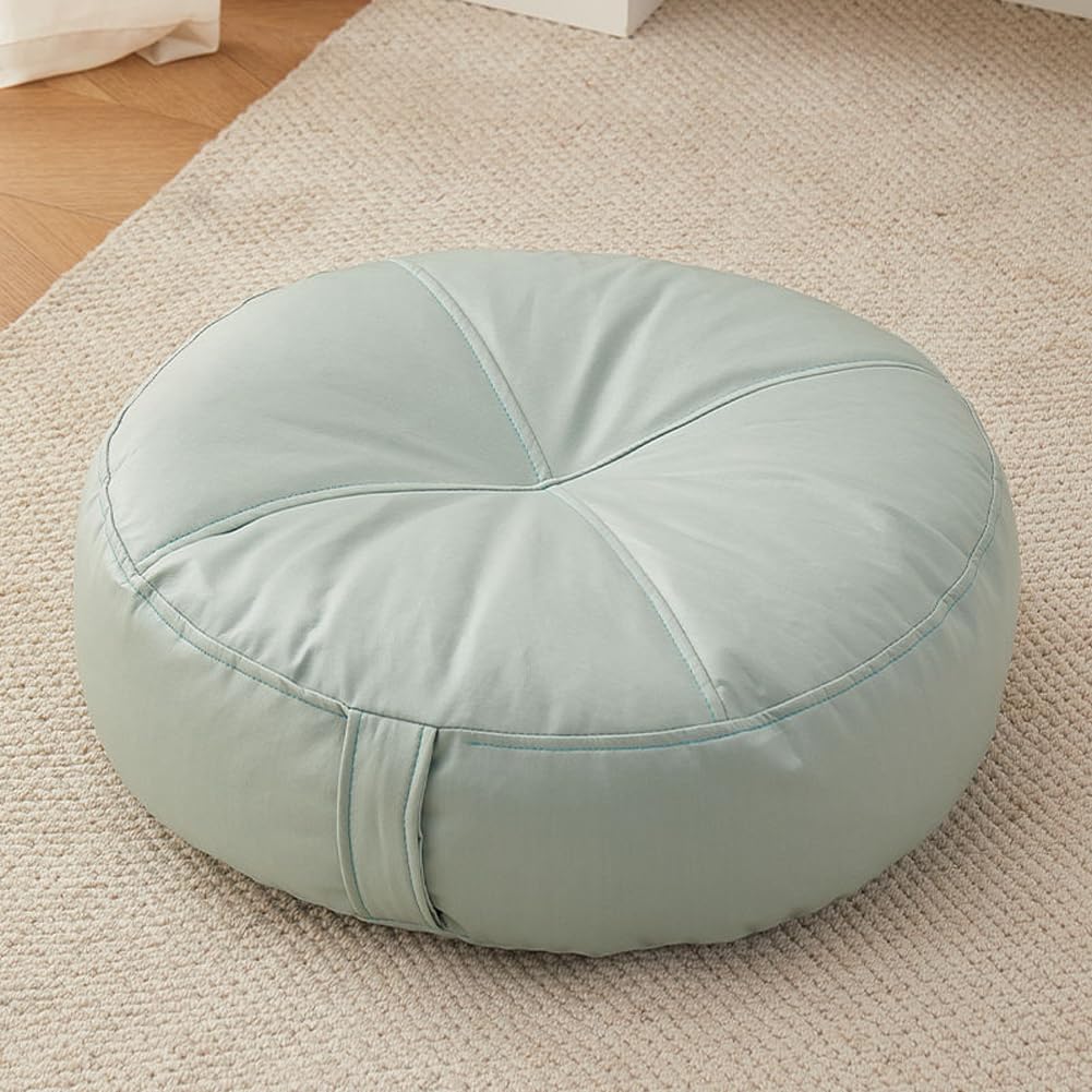YUURO Extra Thick Floor Cushion Booster Cushion,6" Thick Faux Leather Seat Pad Portable Meditation Cushion,Square/Round Bean Bag Cushion for Living
