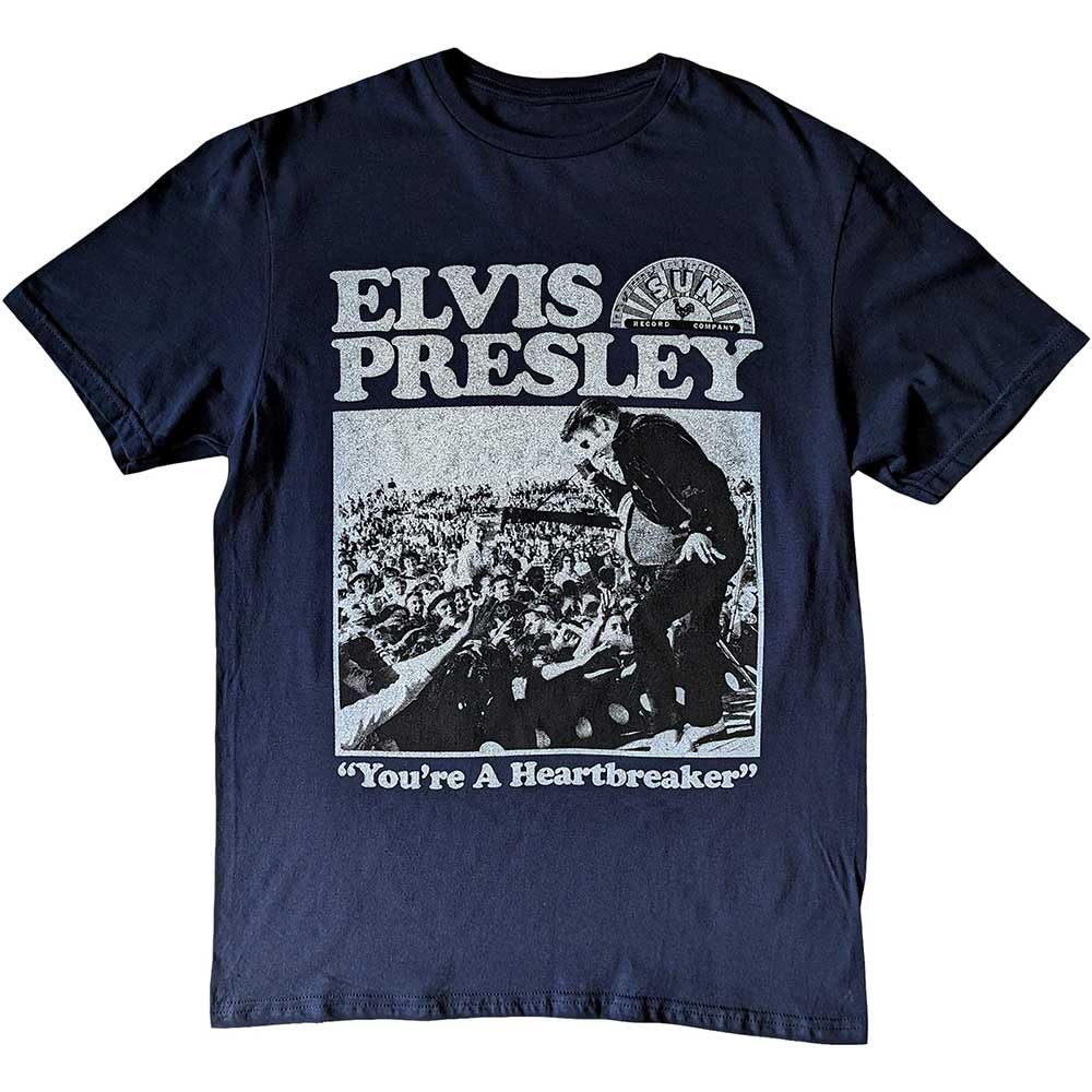 Rock Off officially licensed products Sun Records Elvis Heartbreaker T Shirt M Navy
