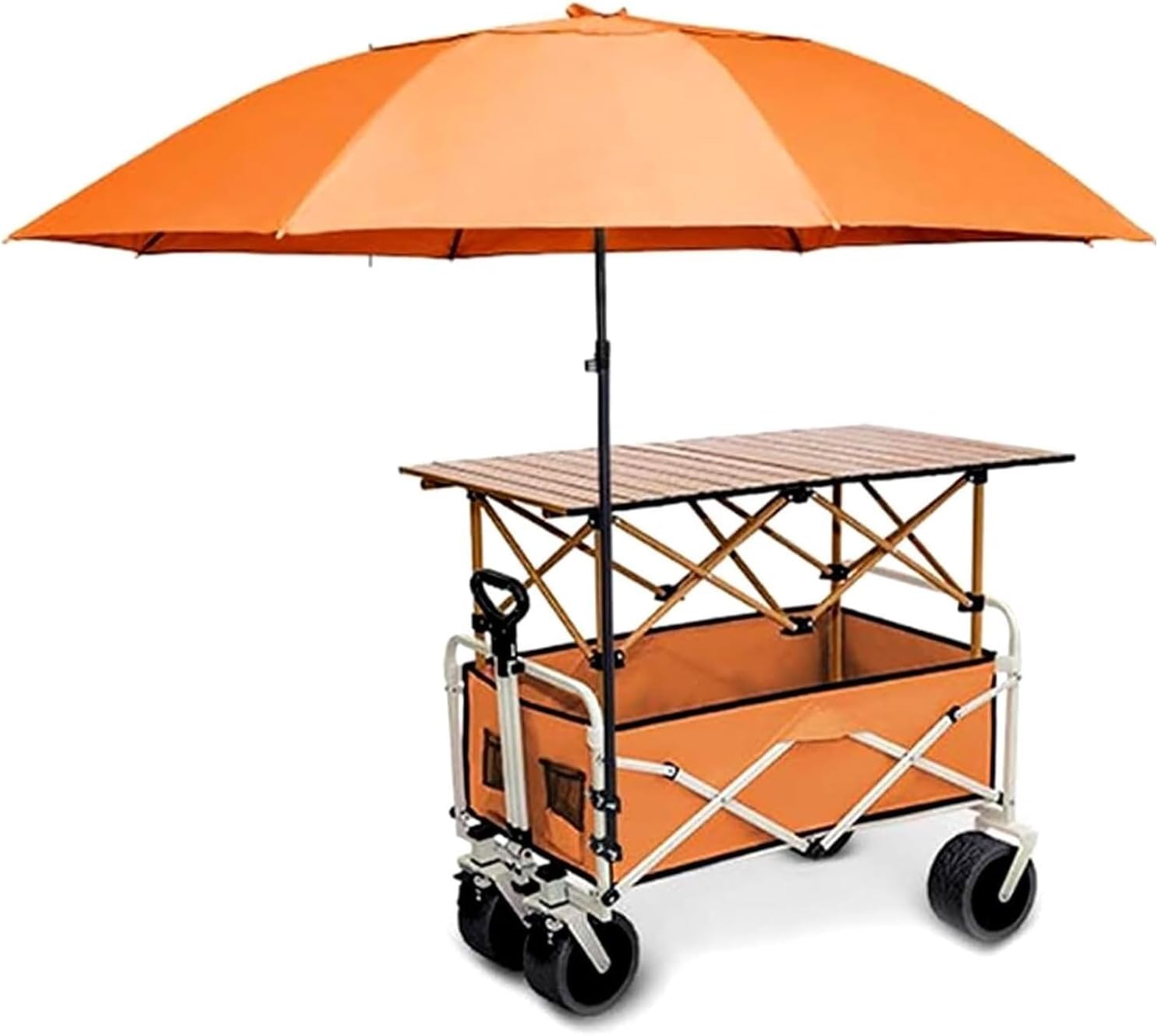 Carrello pieghevole portatile con ruote per la vendita ambulante e lesposizione mobile di alimenti.