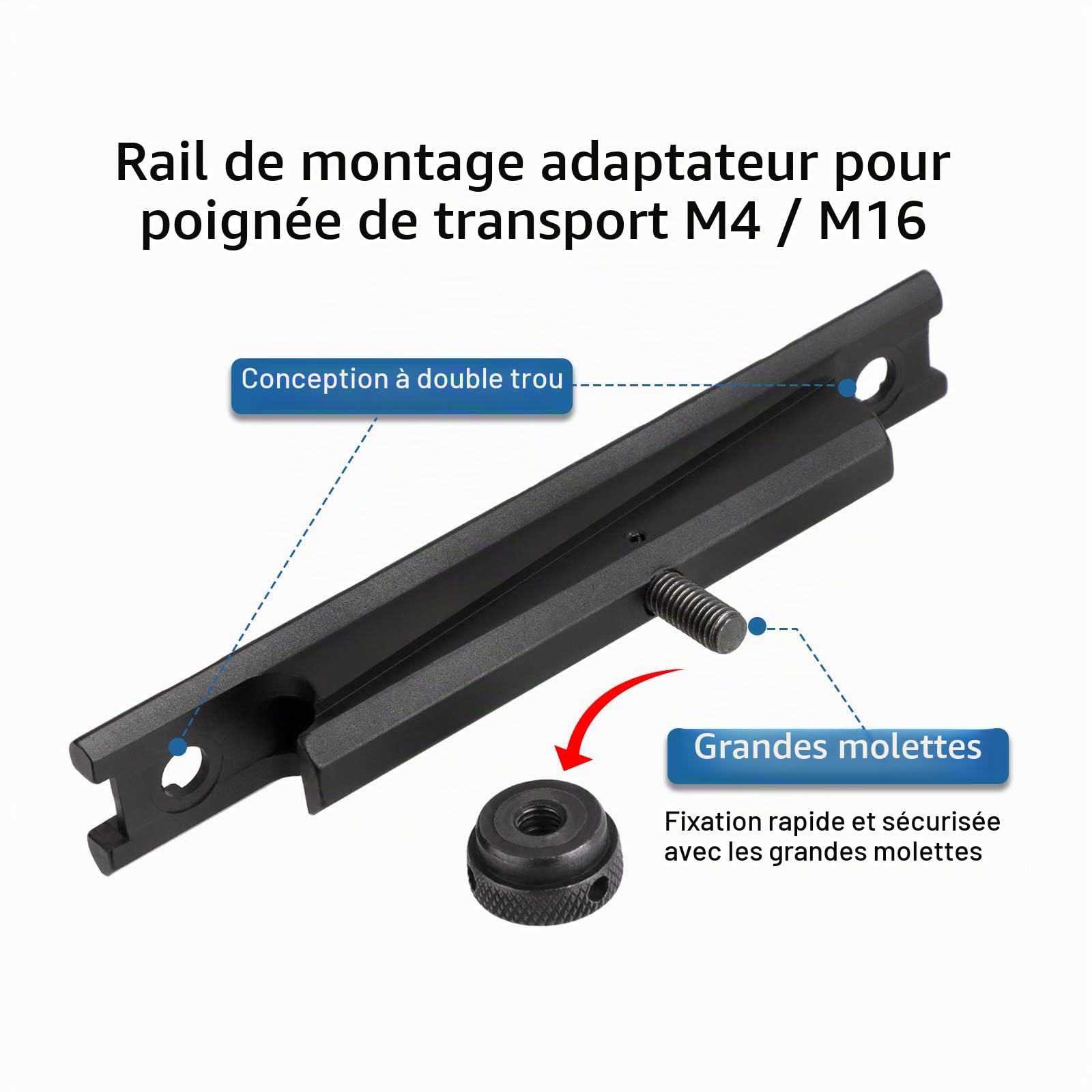 Tactique Rail de Montage 20mm Weaver Rail Mount Aluminium Picatinny Rail Set pour M4 / M16 Poignée de Transport 15A Airsoft Chasse