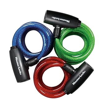 Master Lock 8127TRI Keyed Bike Lock 3 Pack Blue, Green, & Red, 6 ft. Long