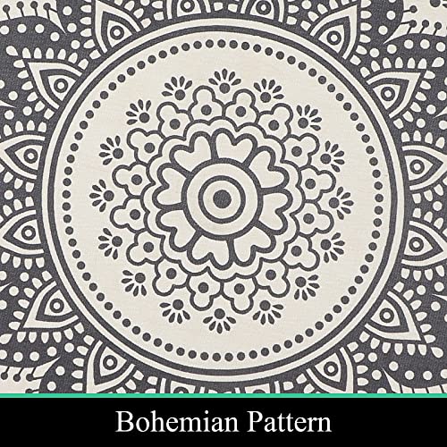 Hebe Cotton Round Area Rug 4' Hand Woven Cotton Area Rug With Tassels Fringe Washable Chic Bohemian Mandala Indoor Throw Rugs For Living Room Bedroom,Mandala-Grey #TOP2