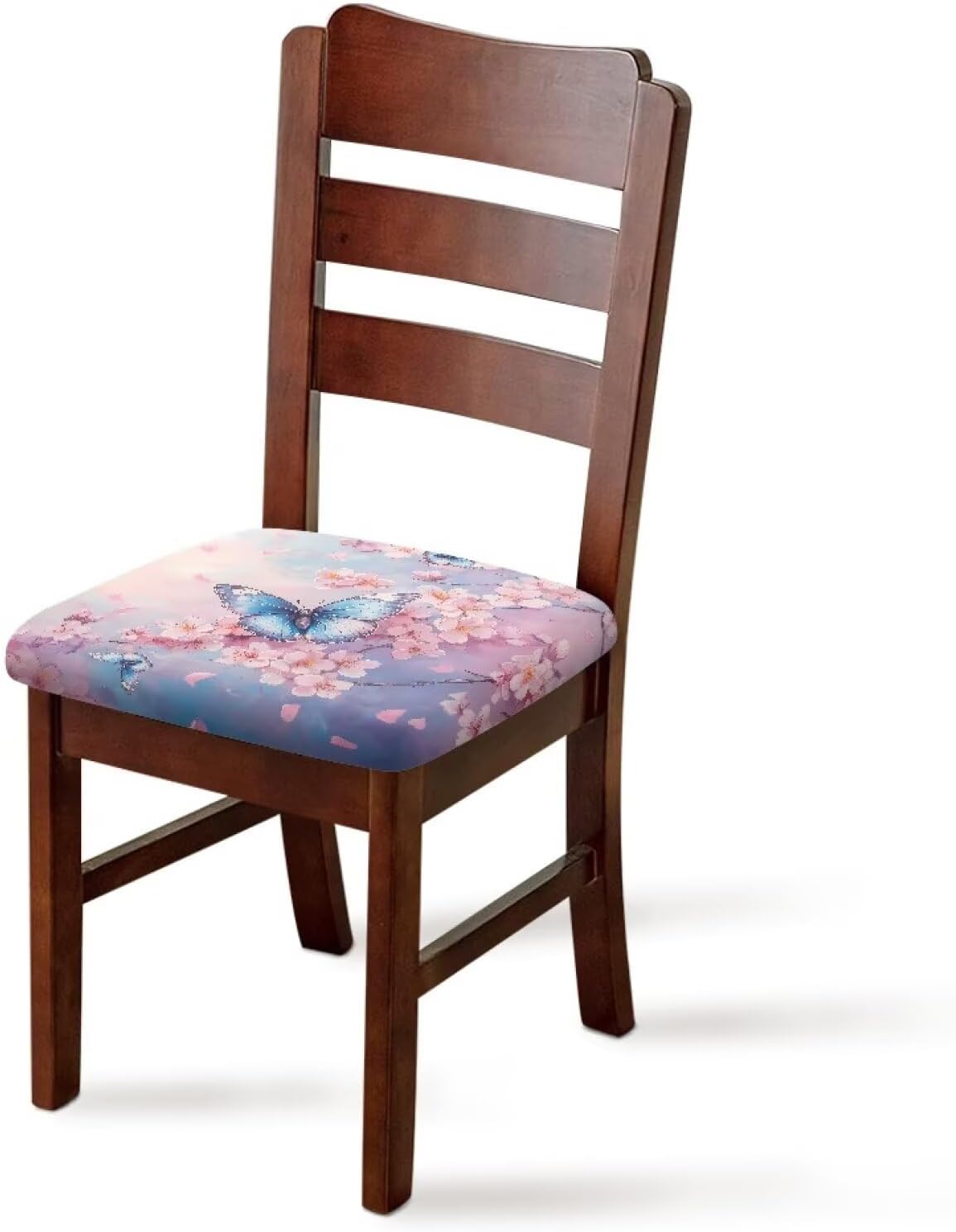 Kuiaobaty 6 Pack Seat Covers for Dining Room Chairs Stretch Dining Room Chair Seat Covers Aesthetic Pink Floral Butterfly Print Chair Seats Cushion Slipcovers Party Wedding Celebration Decoration