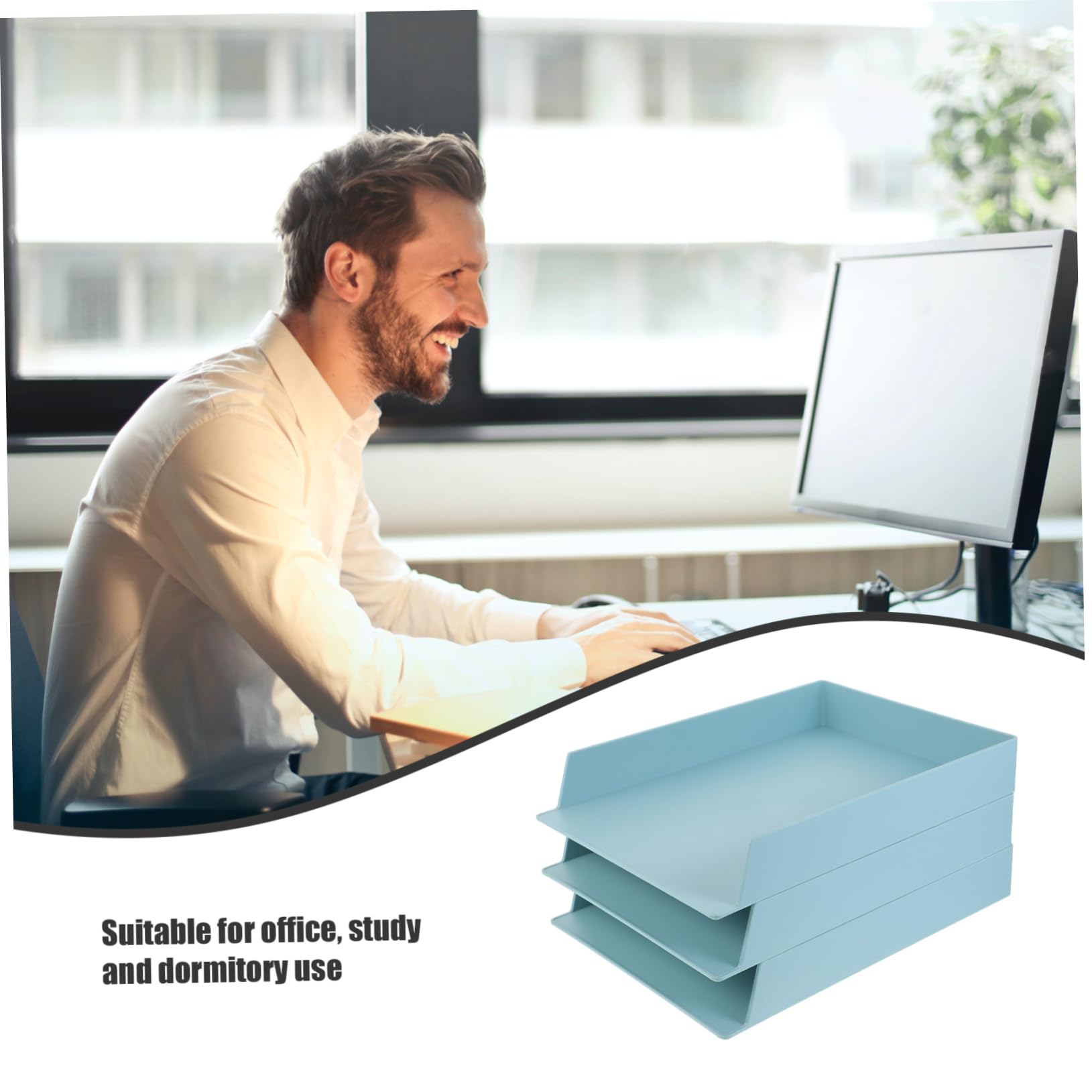 Tofficu Caja de Almacenamiento de Archivos Decoracion Colegio A4 Apilable | Abs Verde, Gran Capacidad y Diseño Ligero, Uso en Oficina y Dormitorio, Paquete de 3 Piezas