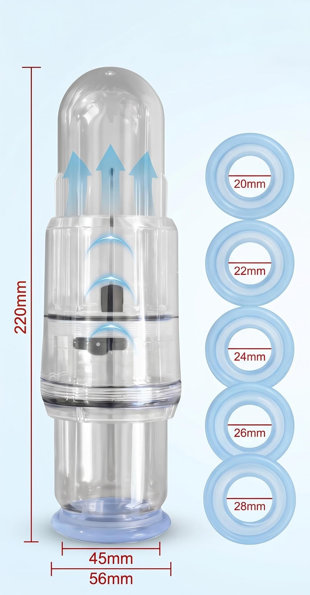 Pompe à Pénis Manuelle avec 5 Anneaux en Silicone – Vakuumpumpe pour Hommes, Stimulation de l’Érection et Allongement