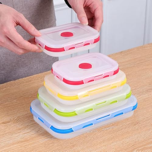 Ecoberi Collapsible Food Storage Containers, Premium Silicone, Bpa Free, Airtight Snap-Top Lids, Microwave And Dishwasher Safe #TOP2