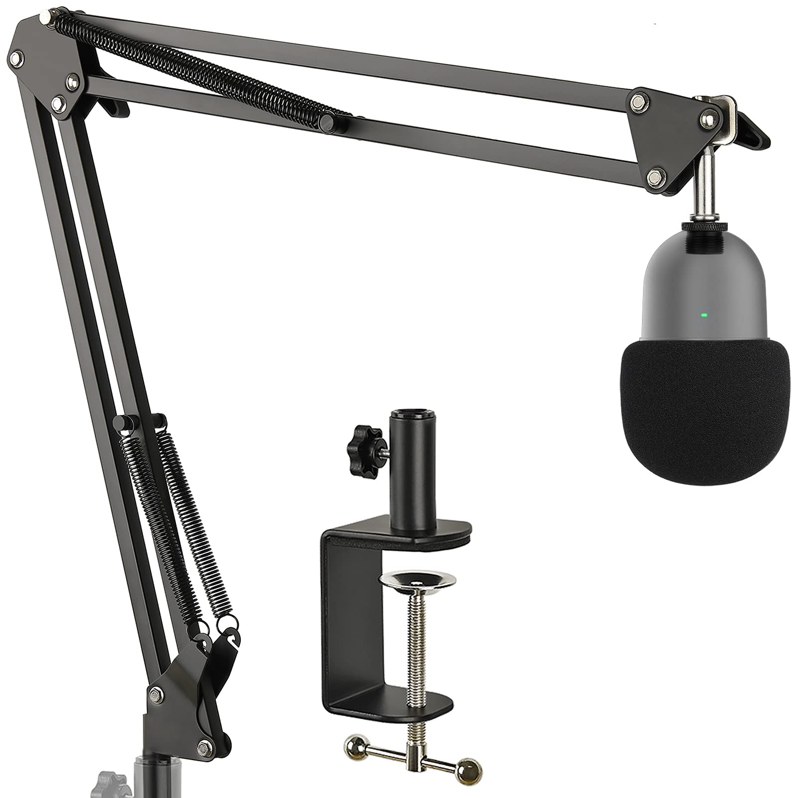 Razer Seiren Mini Boom Arm Mic Stand with Pop Filter, Shock Mount, Upgraded Heavy Duty Clamp, Adjustable Suspension Scissor Boom Arm Stand for Razer Seiren Mini USB Streaming Microphone Frgyee