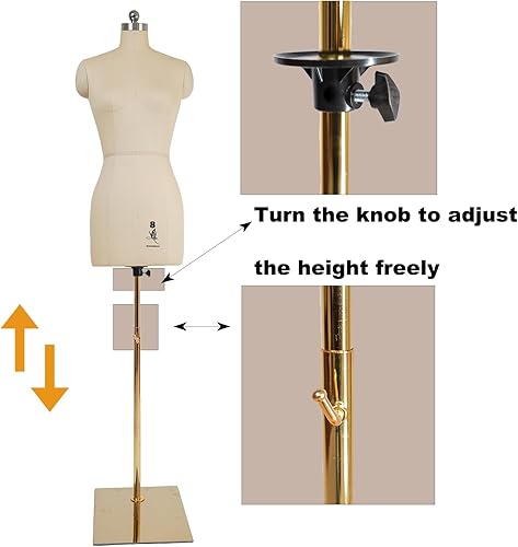 Miniatura 3 de lavandeform Maniquí de costura femenino, talla 8, forma de vestido profesional para exhibición y diseño de sastre, cuerpo de espuma de maniquí de