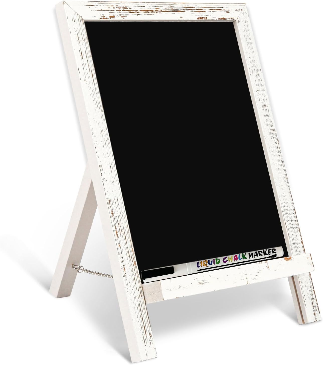 4 THOUGHT Letreros pequeños de pizarra de mesa para alimentos, 9.5 x 14 pulgadas, mini pizarra magnética de madera con soporte para niños,