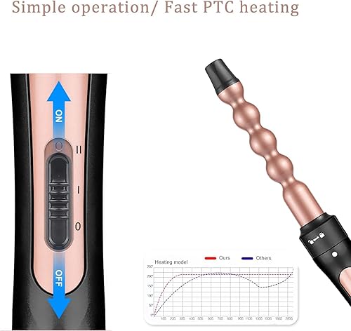Miniatura 3 de Rizador 6 en 1, juego de rizador profesional, rizador de pelo de calentamiento rápido con 6 barriles de cerámica intercambiables (0.35 a 1.25