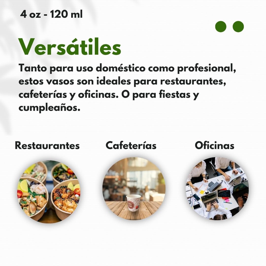 1000 Vasos Desechables de Café Para Llevar - Vasos Cartón para Servir el Café, el Té, Bebidas Calientes y Frías (4 oz - 120 ml, Blanco)