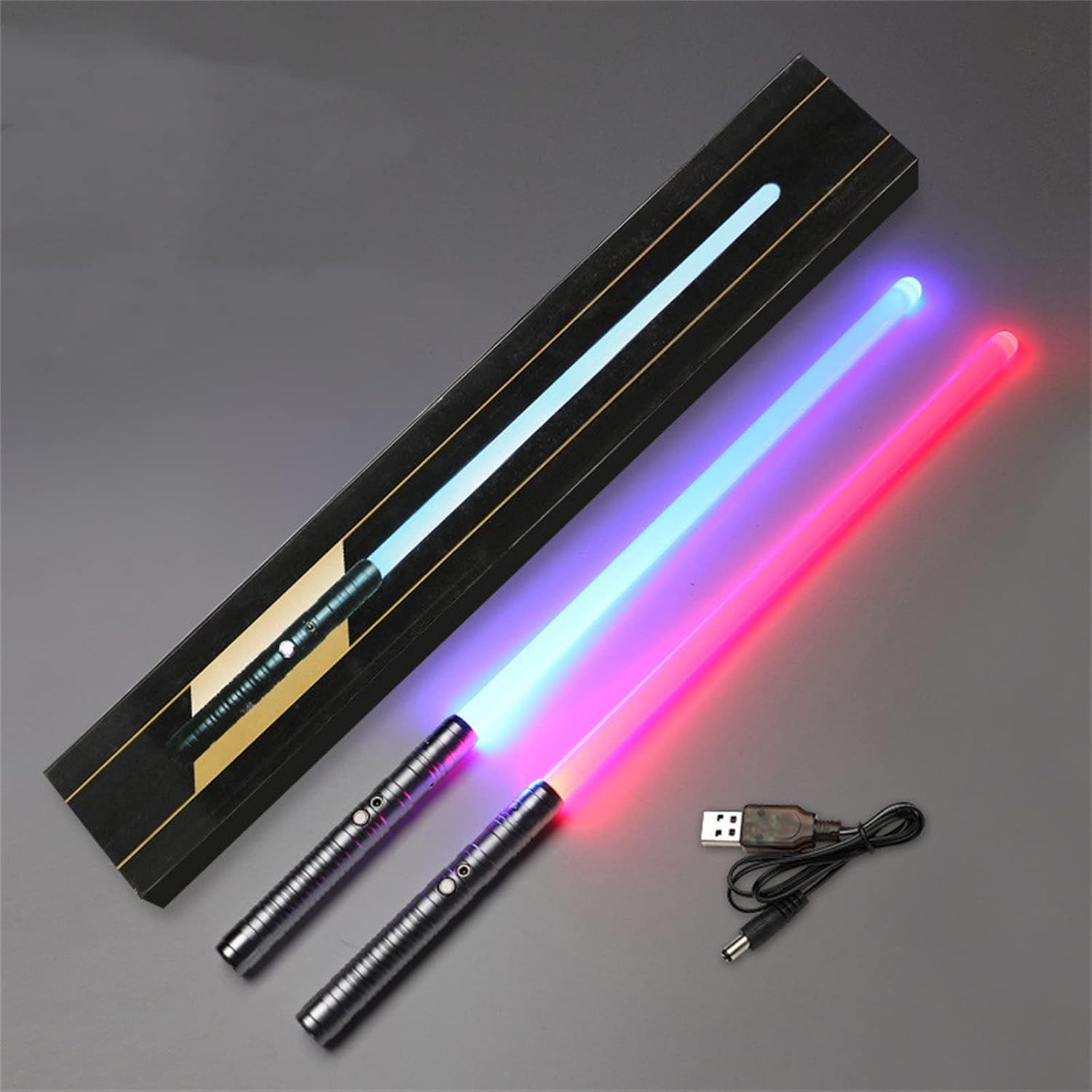 RGB Rechargeable Metal Lightsaber, Silver Frosted Handle