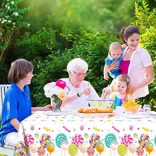 4 Pieces Candyland Plastic Tablecloth Candy Land Lollipop Birthday Party Plastic Table Covers For Girls Birthday Baby Shower Donut Party Decorations Supplies,51.2 X 86.6 Inch #TOP4