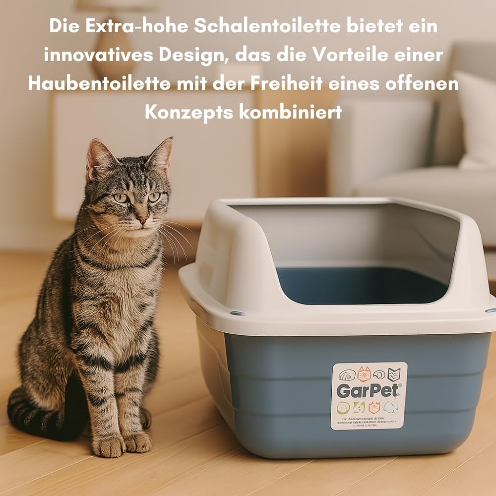 XXL Extra hohe Katzentoilette offene Katzenklo mit hohem Rand ohne Deckel große Katzentoilette offen Katzenklo hoher Rand