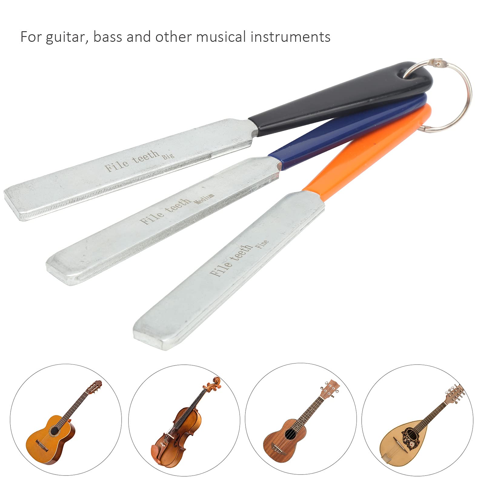 3 Outils de Frette de Guitare, Lime de Ponçage de Guitare, Lime de Frette, Lime de Couronnement de Frettes, Outil de Meulage et de Coupe de Touche de Basse, Réparation
