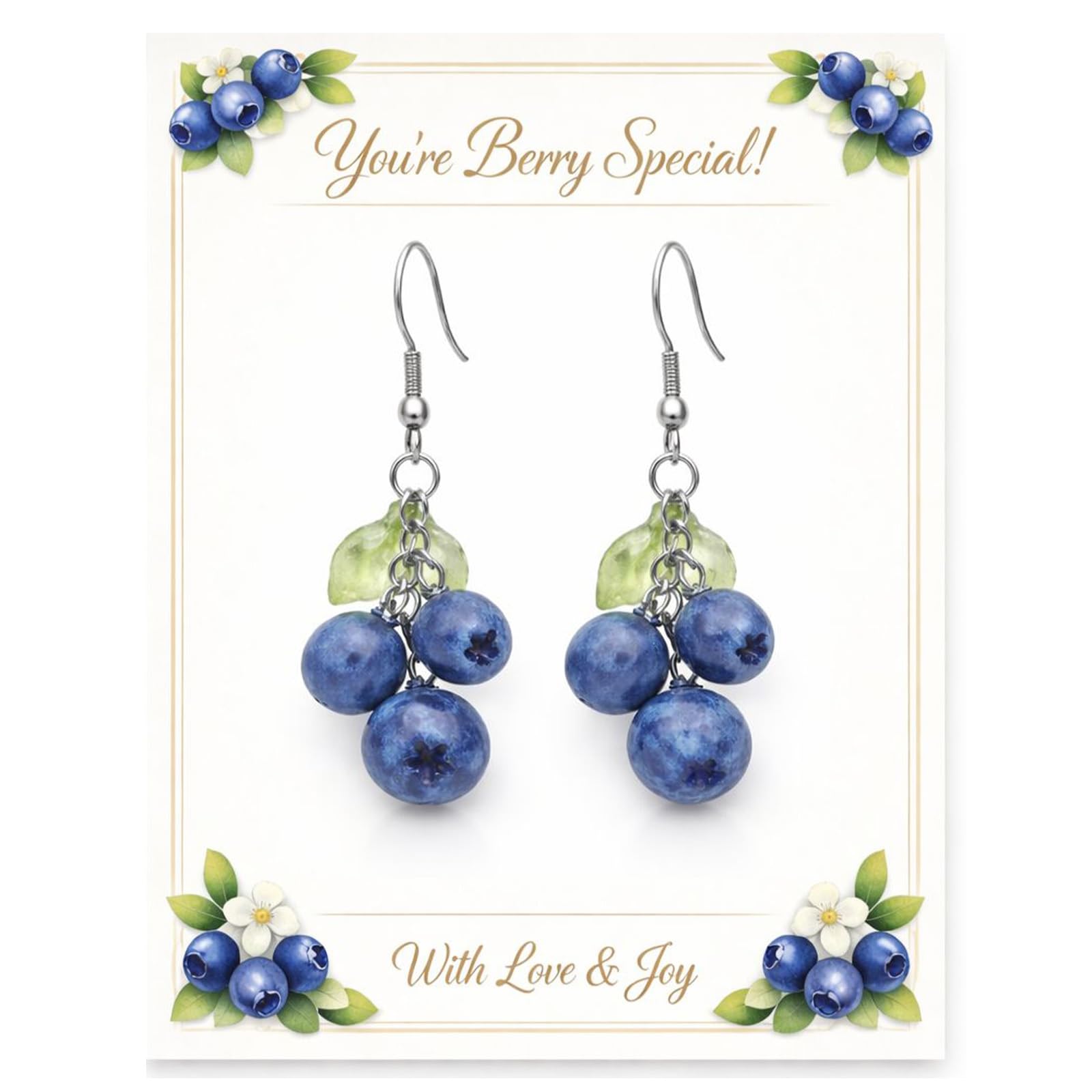 Boucles d'oreilles myrtille pendantes femme accessoire costume - 8