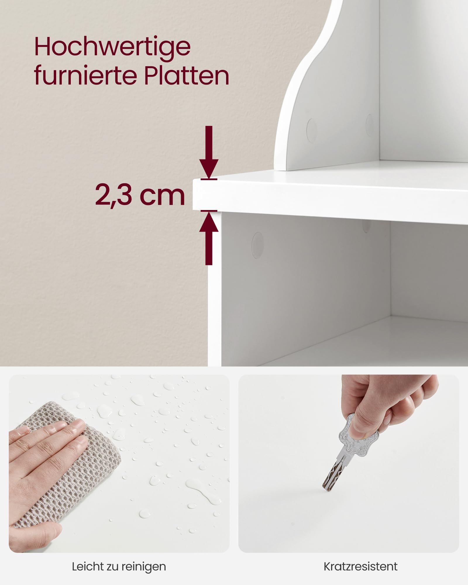 VASAGLE Garderobenständer mit Schuhbank, Garderobe, Schuhaufbewahrung, 5 Dreifach-Haken, freistehend, platzsparend, für Eingangsbereich, Flur, verstellbare Regalebenen, wolkenweiß HSR404T10