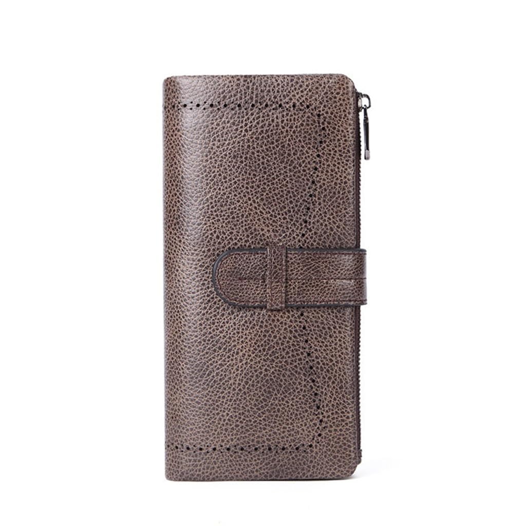 Pochette de grande capacité en cuir de vache véritable de style épuré
