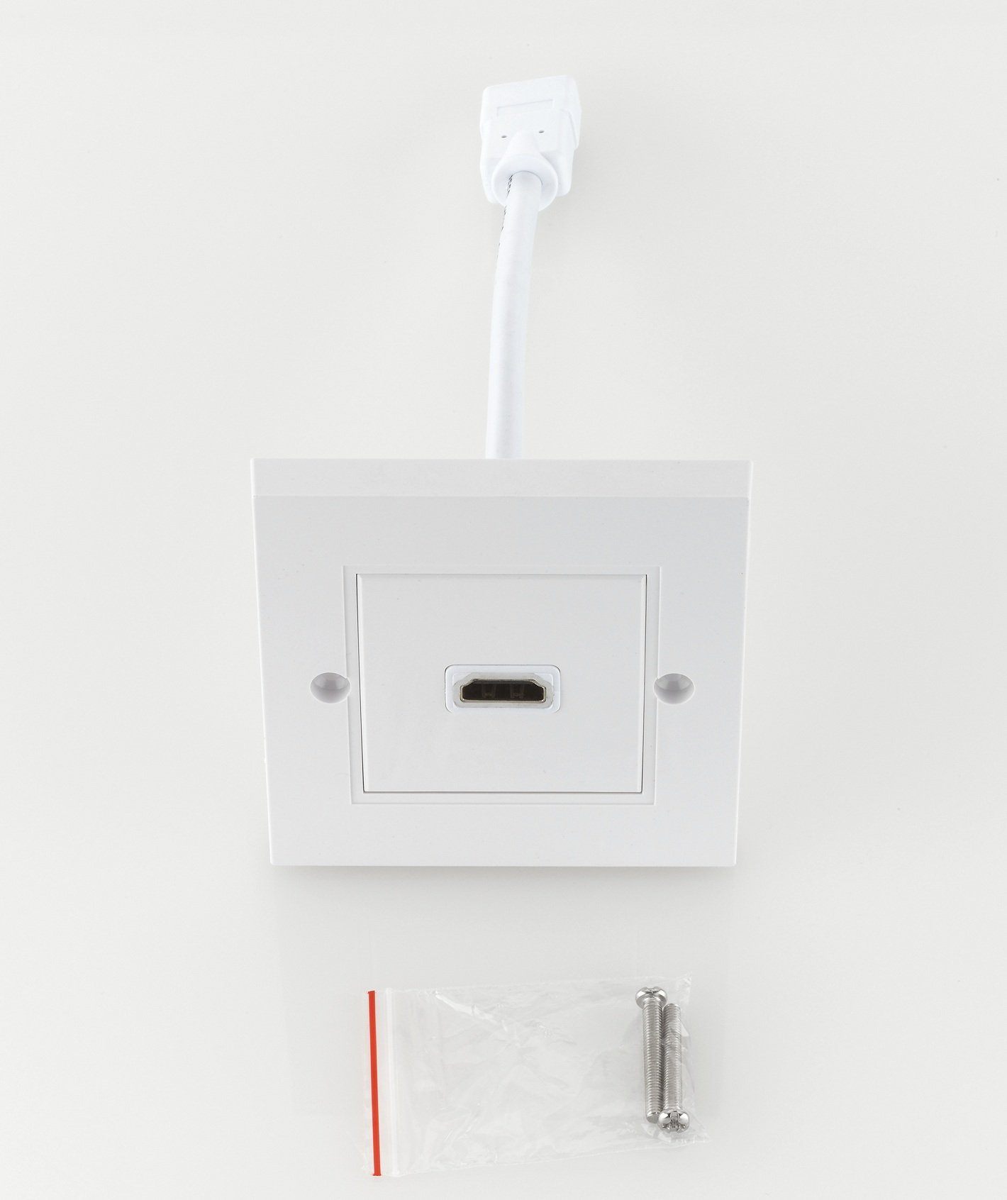 DeleyCON Presa A Muro HDMI 1 Porta – Montaggio A Filo, Supporto 4K 2160p, 3D E Ethernet, Colore Bianco