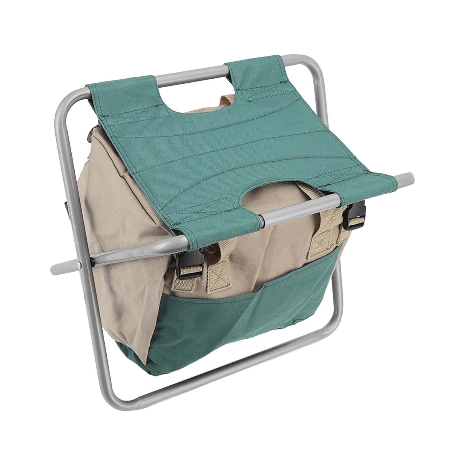 Aramox Tabouret Pliant de Jardin, Chaise Pliante d'extérieur en Tissu Oxford 600D avec Sac de Rangement pour Outils Amovible, Siège Portable d'une capacité de 100 Kg pour Le Jardinage, la Pêche, Le