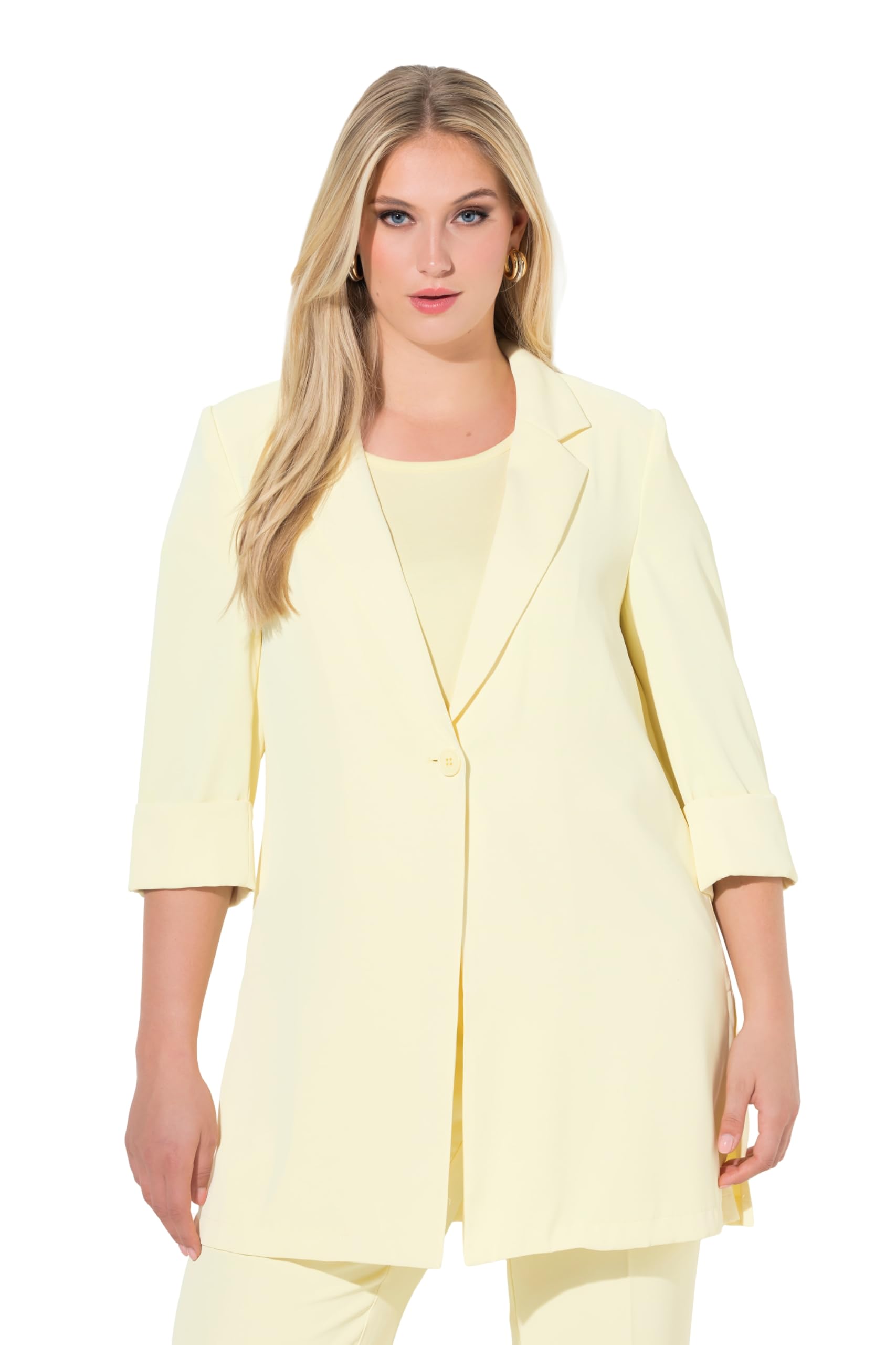 Ulla Popken Damen große Größen Übergrößen Plus Size Blazer, Reverskragen, Seitenschlitze, 3/4-Arm 836165