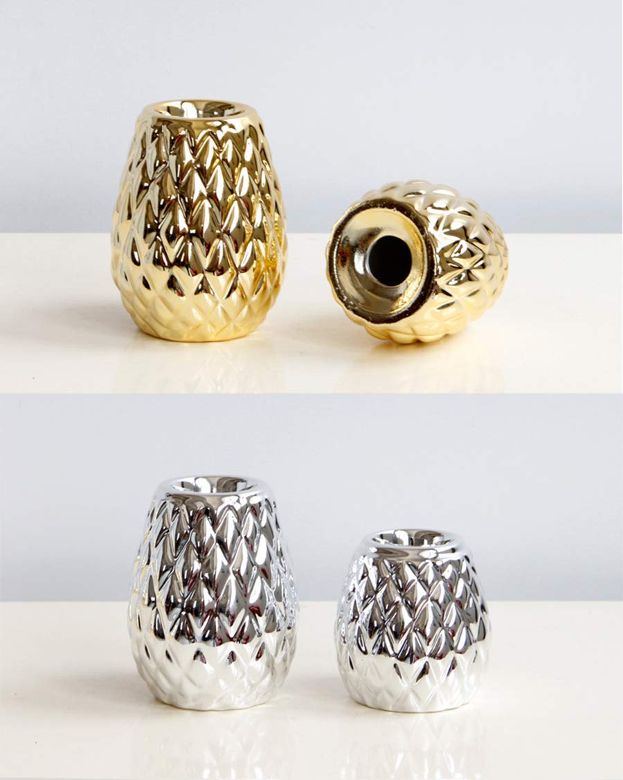 Portacandele In Ceramica Set Da 2 - Forma Tazza, Moderno, Per Tavolo, Matrimoni E Decorazioni Casa, Beige - Foto 2