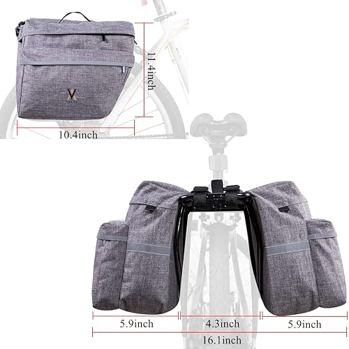 Miniatura 6 de Bolsa de alforja para bicicleta, bolsa de bicicleta de 30 L con borde reflectante, resistente al agua para asiento trasero de bicicleta
