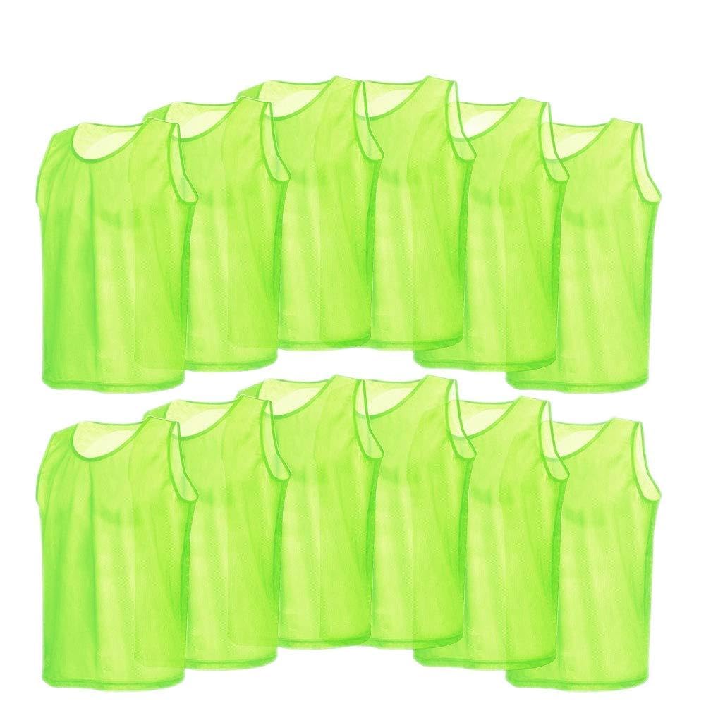 SIXRUN Confezione da 12 Gilet da Allenamento in Rete Gilet da Calcio Maglie Traspiranti per Adulti per Sport di Squadra con Design Ampio Ad Asciugatura Rapida
