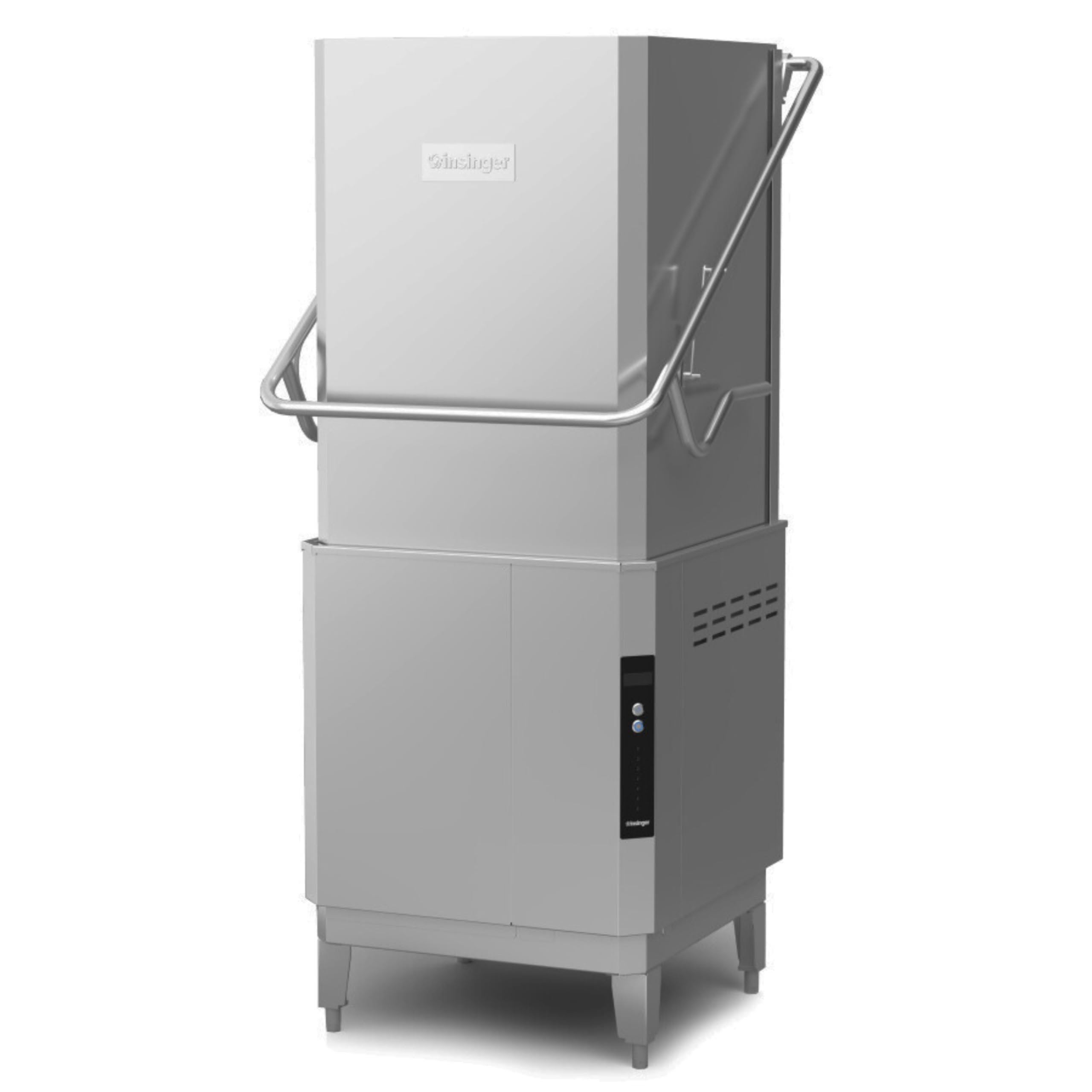 Insinger CX20H-208/3 Premier Series Dishwasher with Extra High Hood, Quad-Arm Wash System, Booster, Straight-Thru Design, 60 Racks/Hr, 1.5 HP Motor, Stainless Steel, 208V 3PH