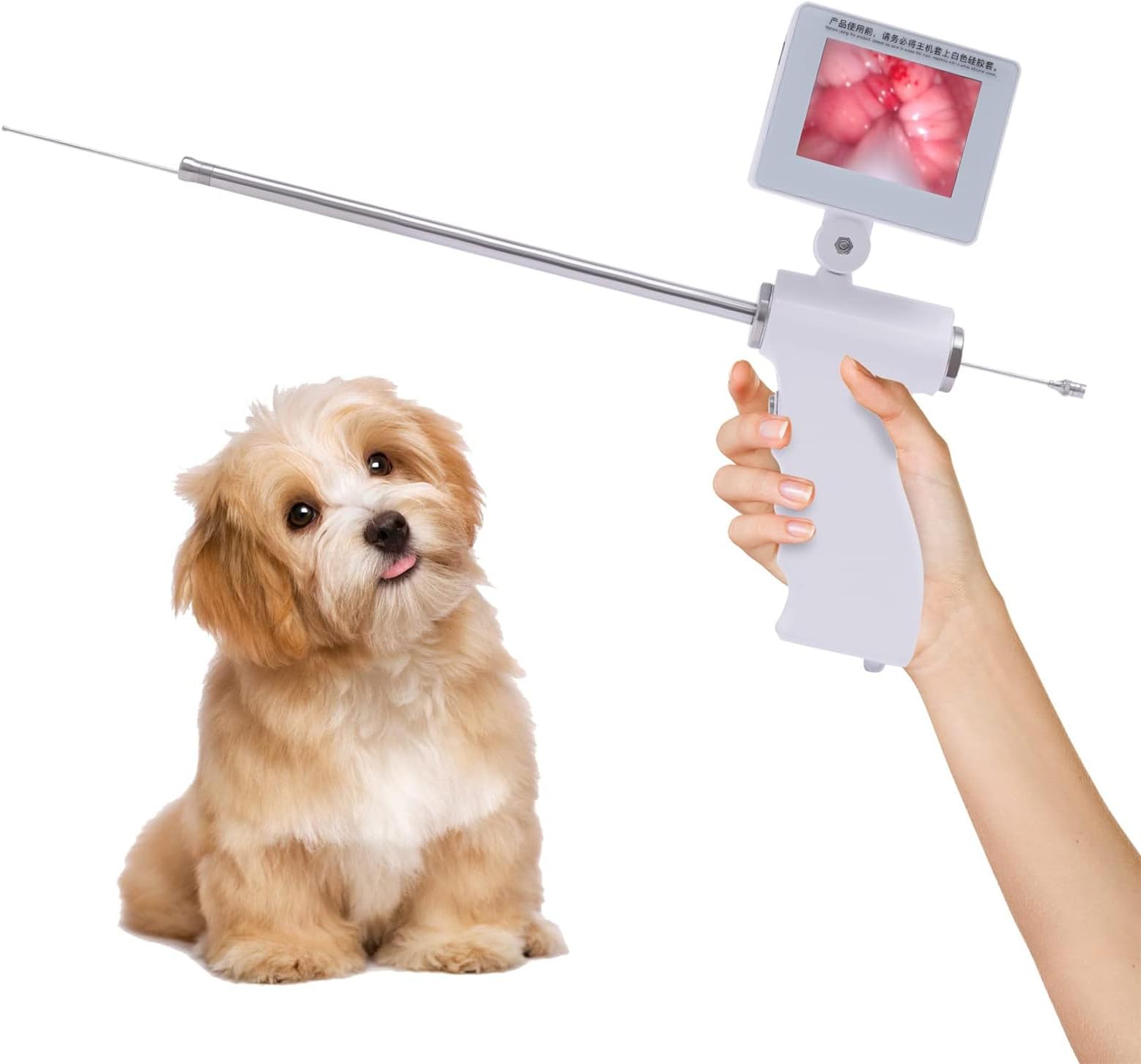 Visual Dog Artificial Insemination Gun，Horse/Cow Visual Video Breeding Device Veterinary Tube Gun with 5MP Camera Rotatable Screen,Dog