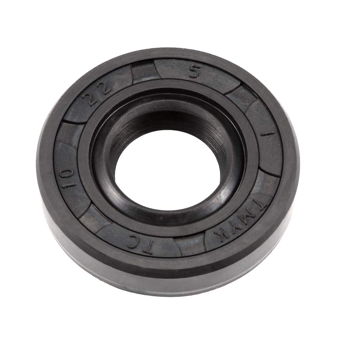 sourcing map Oil Seal, TC 10mm x 22mm x 5mm Nitrile Rubber Cover Double Lip with Spring for Bearing Shaft, Black Pack of 1