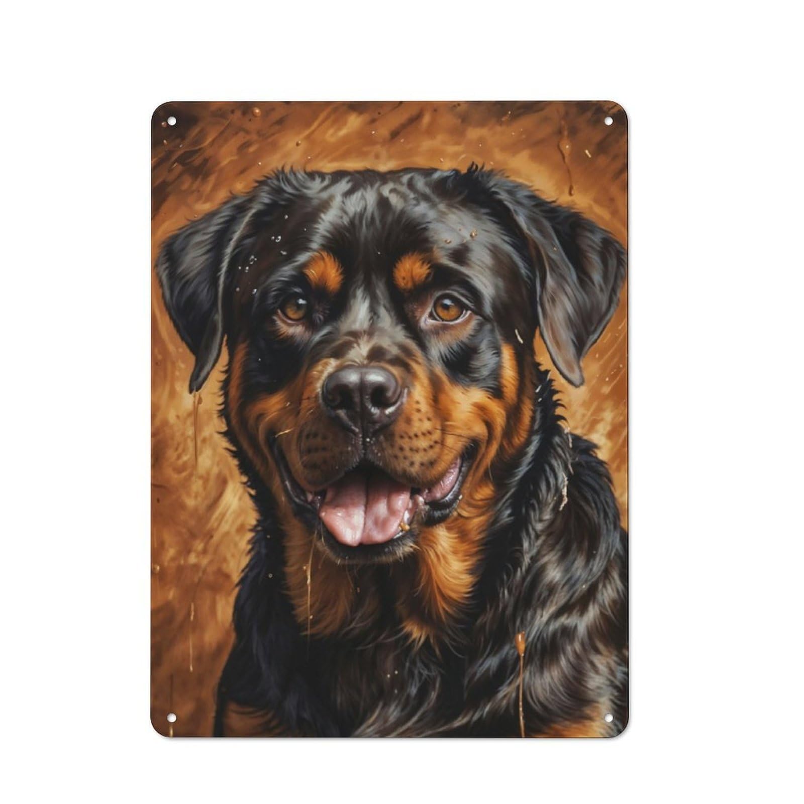 Junmoney Rottweiler Portrait Retro Metal Sign 40X30cm For Lounge Or Reading Corner, For An Autumn Wall Display In Lounge And Reading Corner