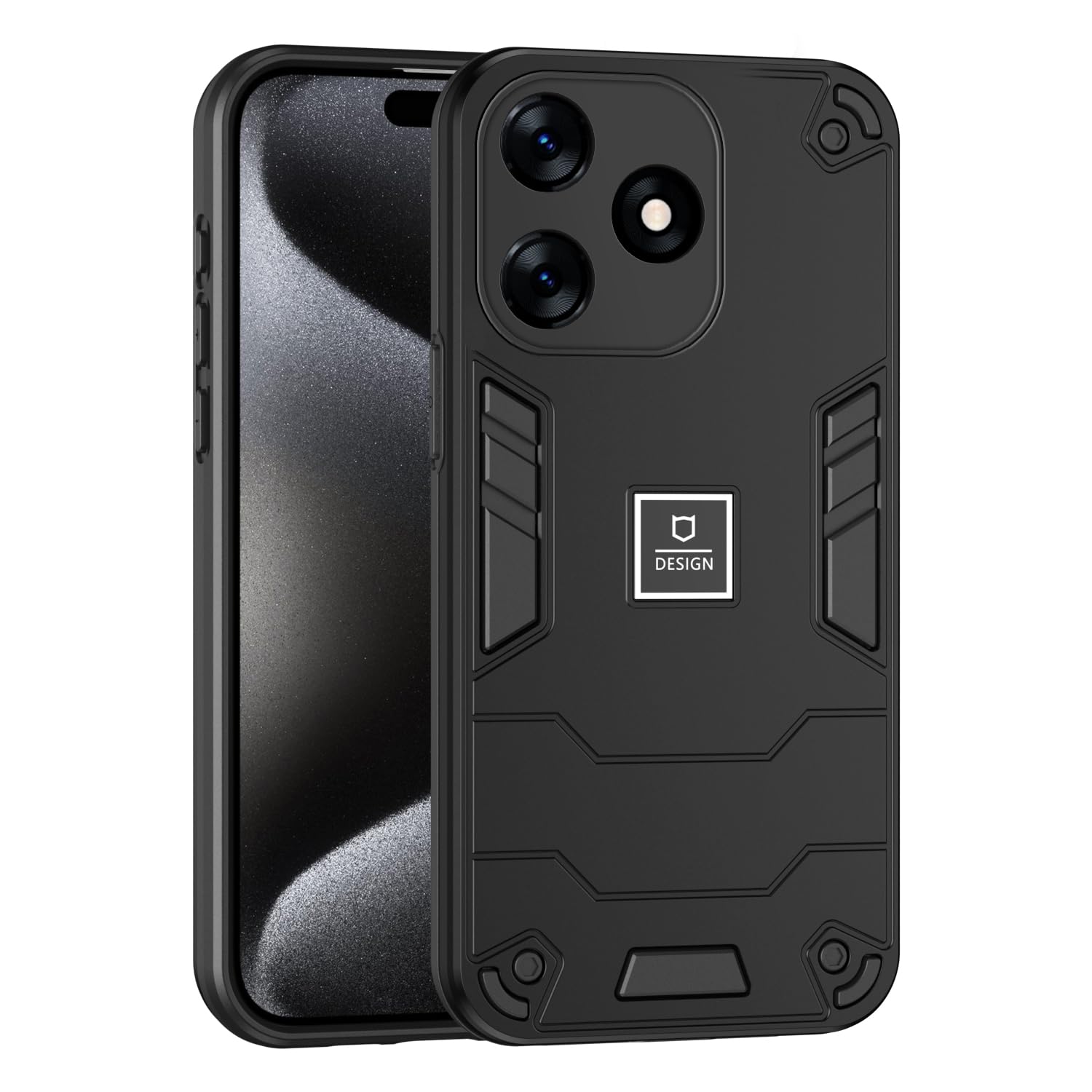 Phone Case Compatible with Tecno Spark 10C,Compatible with Tecno Spark 10 4G KI5q / Spark 10C KI5k KI5m Case Dual-Layer Drop-Proof TPU+PC 2-in-1 Protective Case Black
