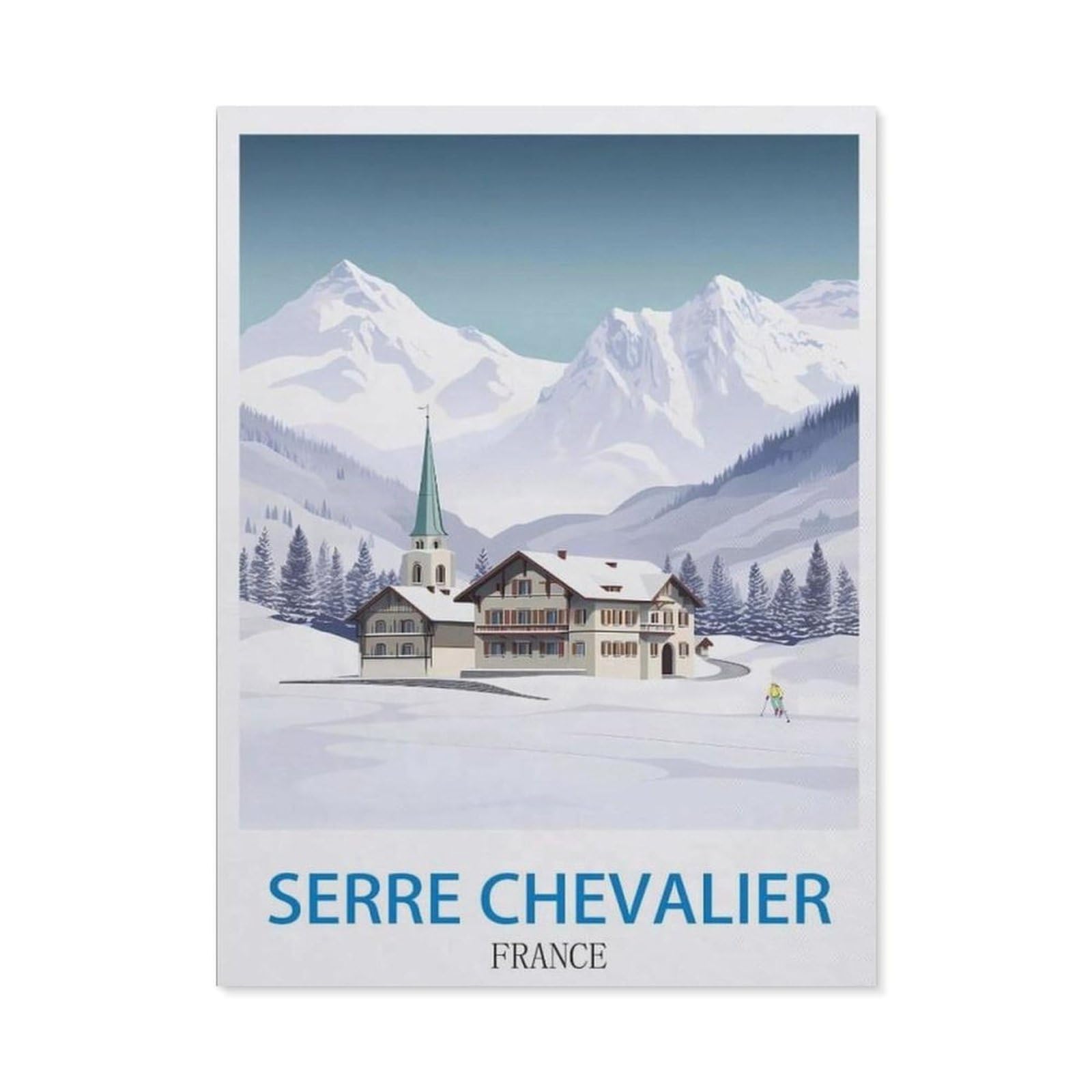 BEAYODKP Full Diamond 5D DIY Diamond Painting，Serre Chevalier France ， Ski