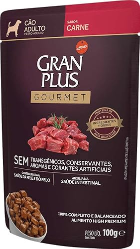 GRANPLUS SACHÊ GOURMET CAO ADULTO CARNE 100g - pack com 18 unidades