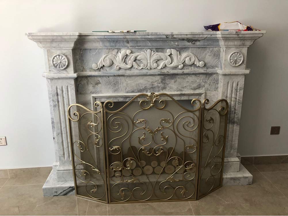 Goldener Kaminschutz 101cm - Elegante Kaminabdeckung Aus Eisen