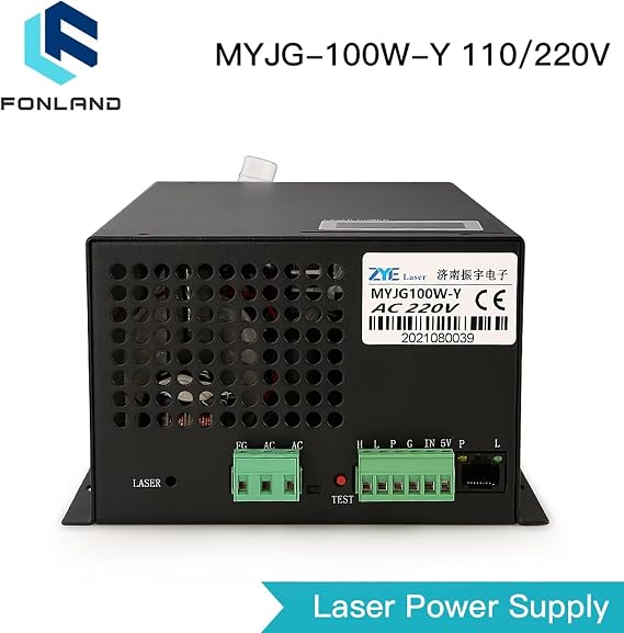 CO2 Laser Power Supply 100W with Display Screen for CO2 Laser Engraving Cutting Machine