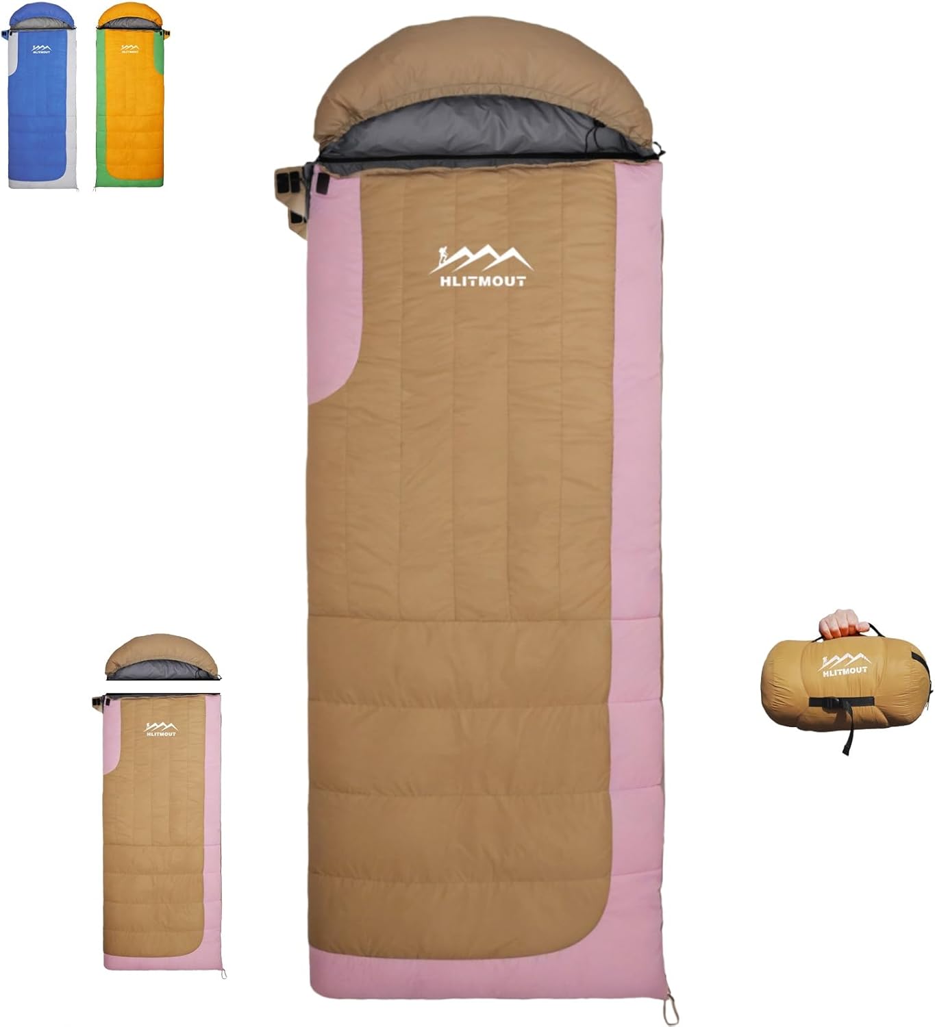 3-in-1 Down Sleeping Bag for Adults with Detachable Hood, 32°F 45°F Rectangular Lightweight Down Blanket Sleeping Bag for Camping Hiking and Backpacking Outdoor and Indoor 4 Season