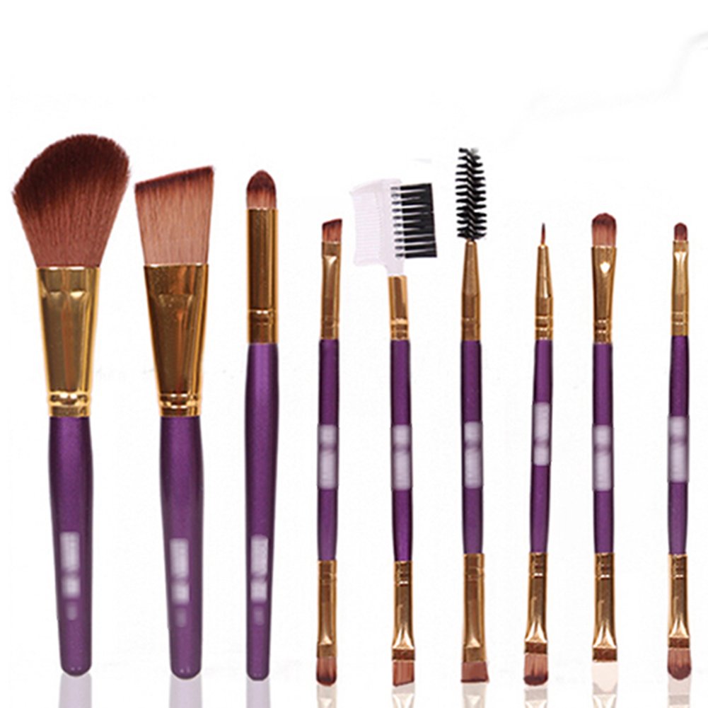 9pcs Eyebrow Eyeliner Brush Makeup Brushes Set Beauty Kit (Purple) Beauty