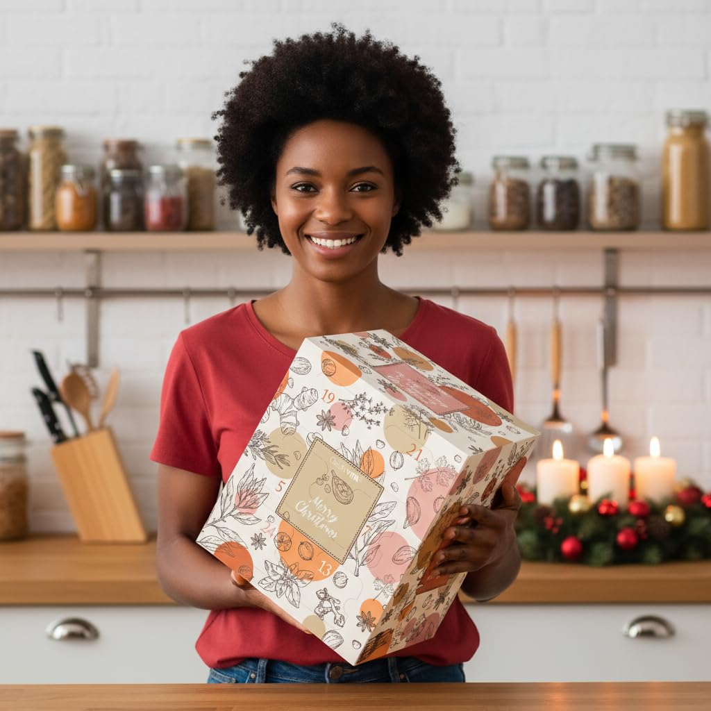GreatVita Gewürz Adventskalender 2025 mit 24 hochwertigen Gewürzmischungen im Glas & Beileger | Weihnachtskalender für Genießer & Hobbyköche - Geschenkidee zur Adventszeit